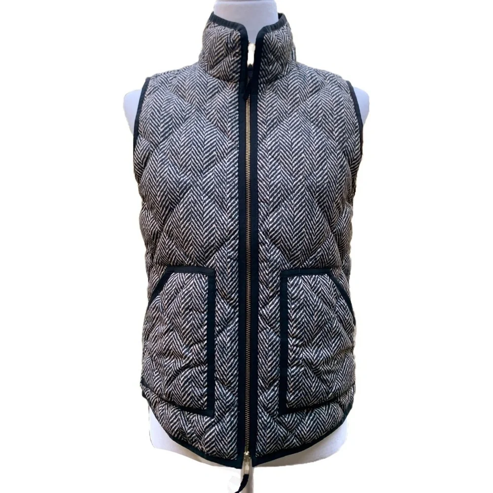 J. Crew Down Puffer Vest XS Black Tan